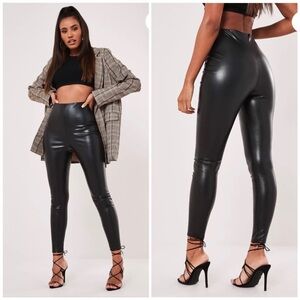 Missguided faux leather black leggings women’s size 8